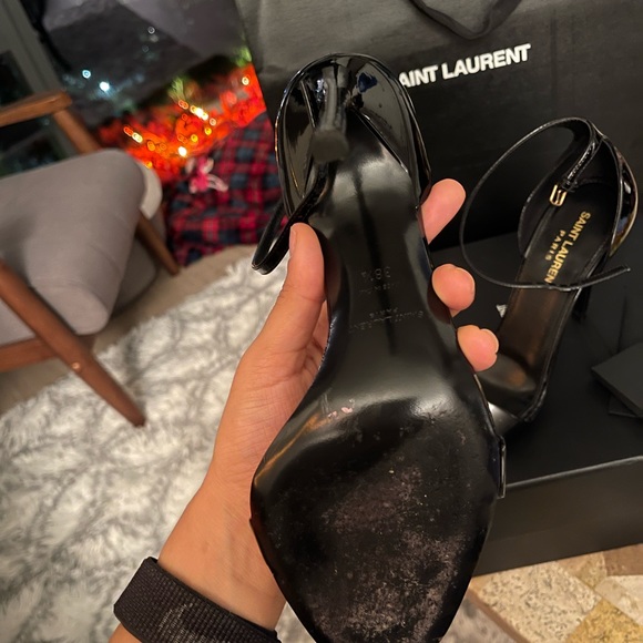 SAINT LAURENT AMBER PATENT LEATHER HEEL - Picture 4 of 13